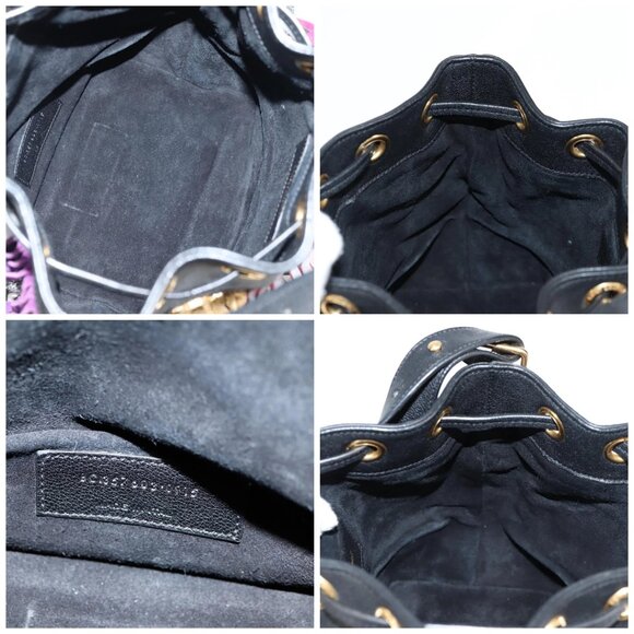 SAINT LAURENT Fringe Shoulder Bag Leather Black Gold Auth 121510M - Picture 16 of 16